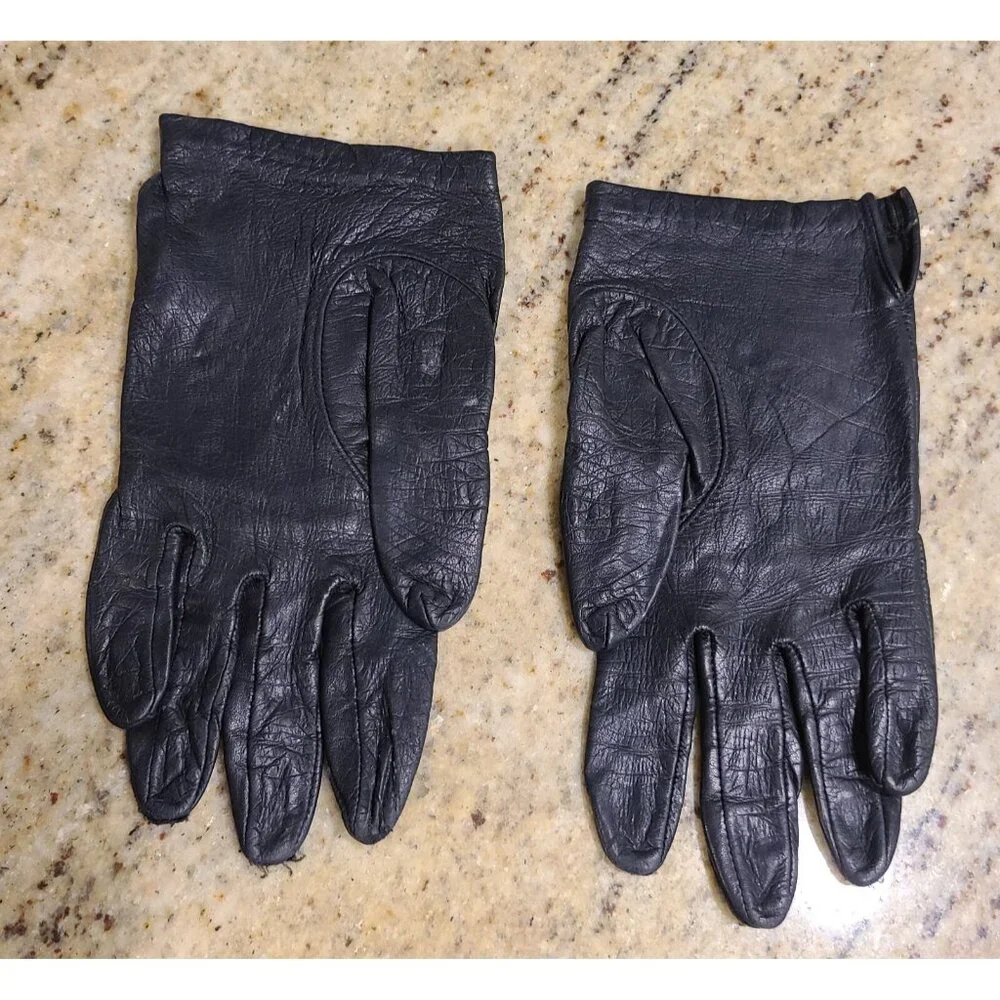 Vintage Womens Size S 6 Black Leather Lined Short 7